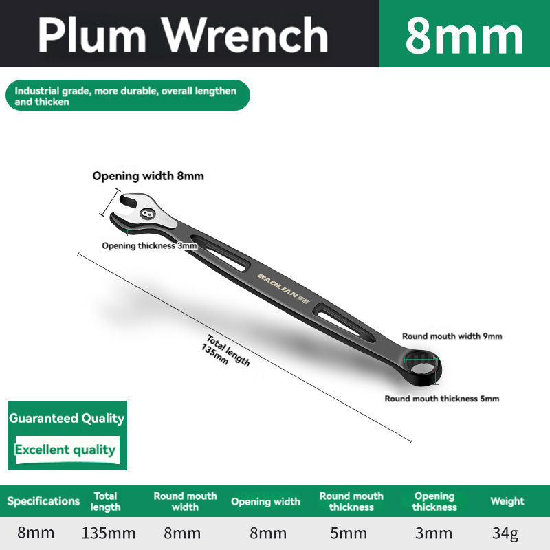 Durable Ratchet Wrench 8-32mm Plum Blossoms Open Combination Wrench Two-Way Double Fast Ratchet Wrench Auto Repair Tools: Silver