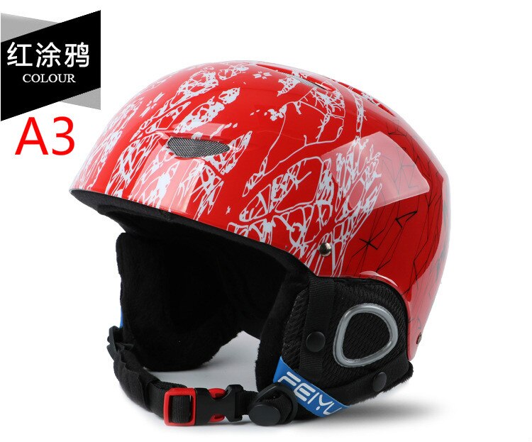 FEIYU volwassen kinderen ski helm mannen en vrouwen single board hoofd guard dubbele plaat uitgerust met sport ski cap: A3 / 52 TO 56 CM