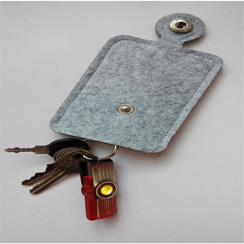 Mini porte clés porte-cartes homme porte monnaie feutre de laine sac petite poche porte clé etui sortie porte Pack noir: Gris