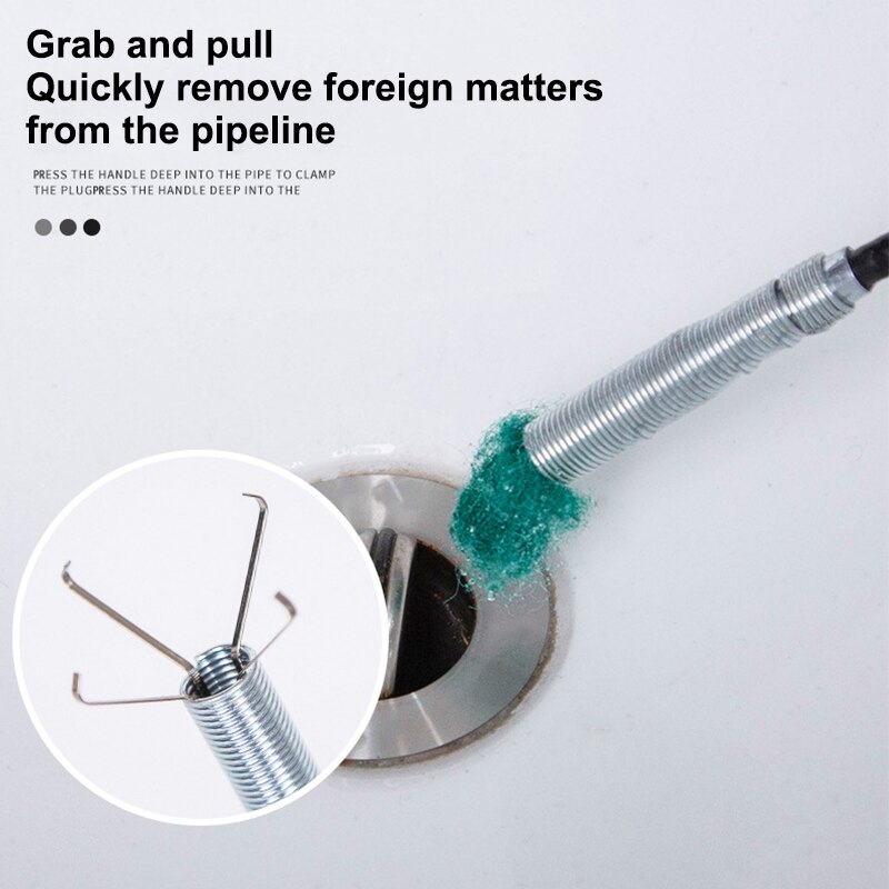 Sewer Pipe Unblocker Serpentine Spring Pipe Dredging Tool Kitchen Sink Bathroom Sewer Cleaning Tool 160cm Kitchen Accessories