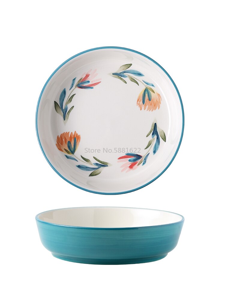Japanese-style Tableware Retro Plate Dish Plate Home Deep Dish Cute Pasta Fruit Plate Good-looking Noodle Plate