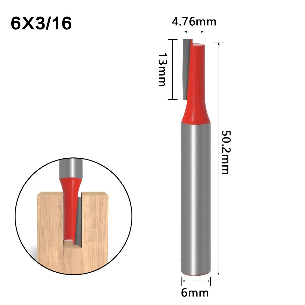 6mm skaft rett bit trebearbeidingsverktøy freser for trespalte graveringsmaskin hardmetall endefres fres: No3 6 x 3 l 16