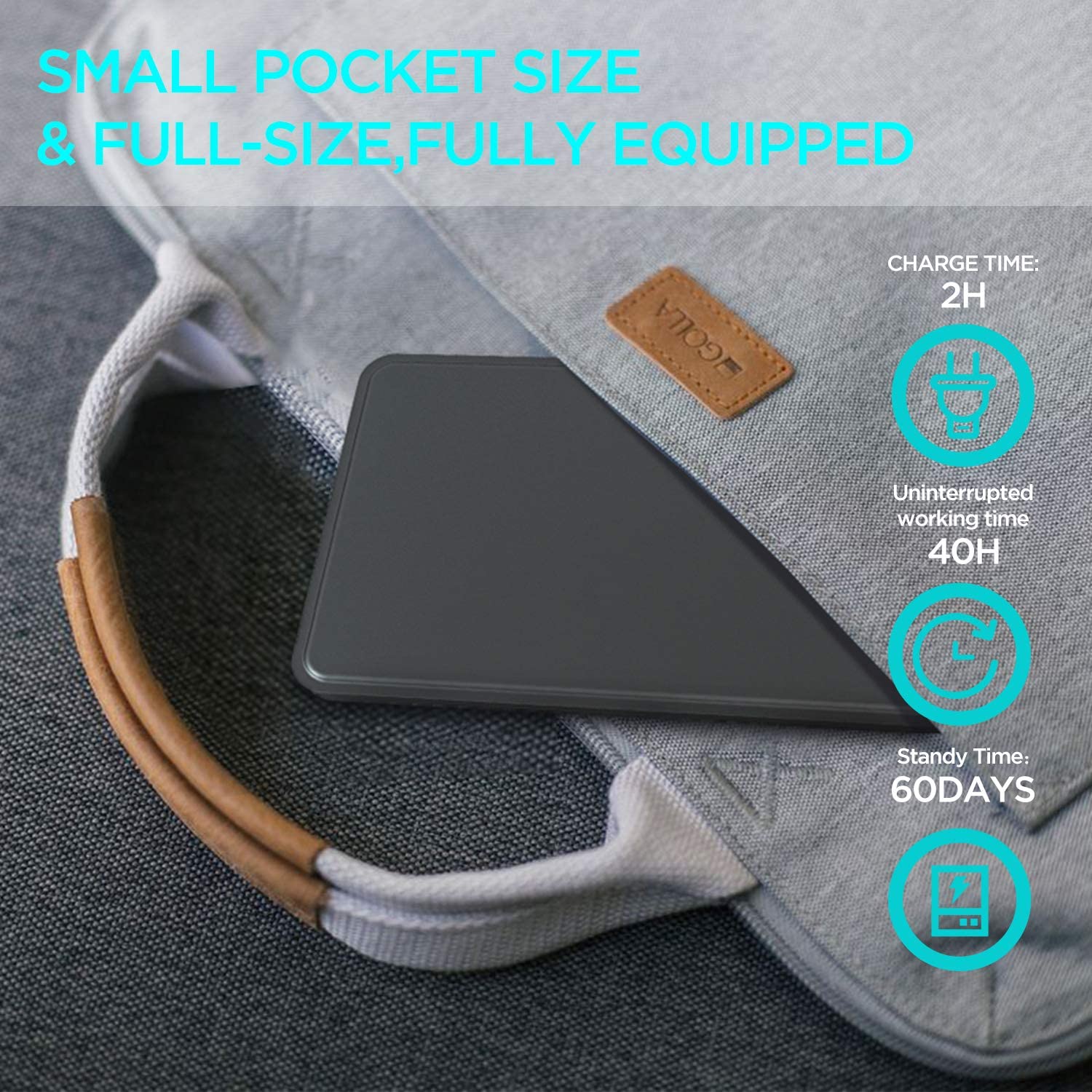 Light-Handy Mini Wireless Bluetooth Portable Leather Folding Keyboard Foldable Wireless Keypad for IOS/Android/Windows Tablet