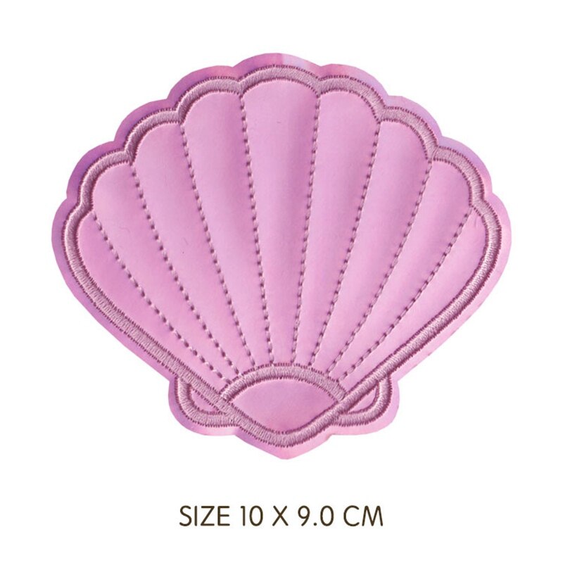 Parches de cuero con calamar de sirena y concha, Parches bordados para planchar para ropa, pegatinas de ropa a rayas de mar DIY, apliques: N-BT7248