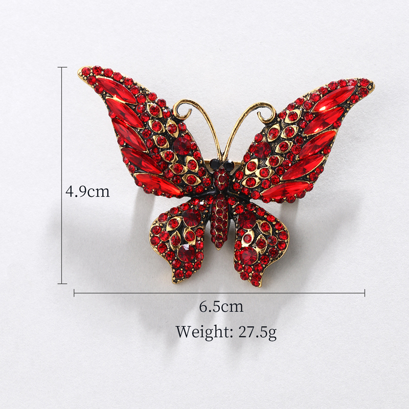 Weimanjingdian mærke smukke farver krystal sommerfugl broche nål til kvinder piger børn smykker: Rød