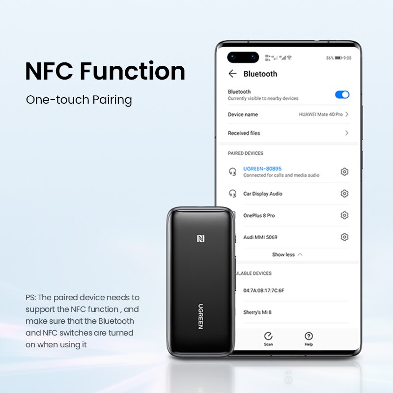 UGREEN Bluetooth 5.0 Receiver USB DAC 3.5mm Wireless Audio Headphone Amplifier NFC aptX aptX HD QCC3034 Bluetooth 5.0 Adapter