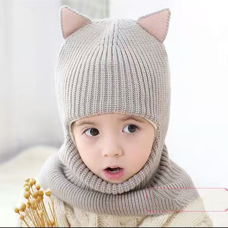 Kid Beanies Cap Scarf Set Kid Plush Ball Baby Girls Scarf Set Winter Warm Caps For Boys Girls 2-6 years old: N