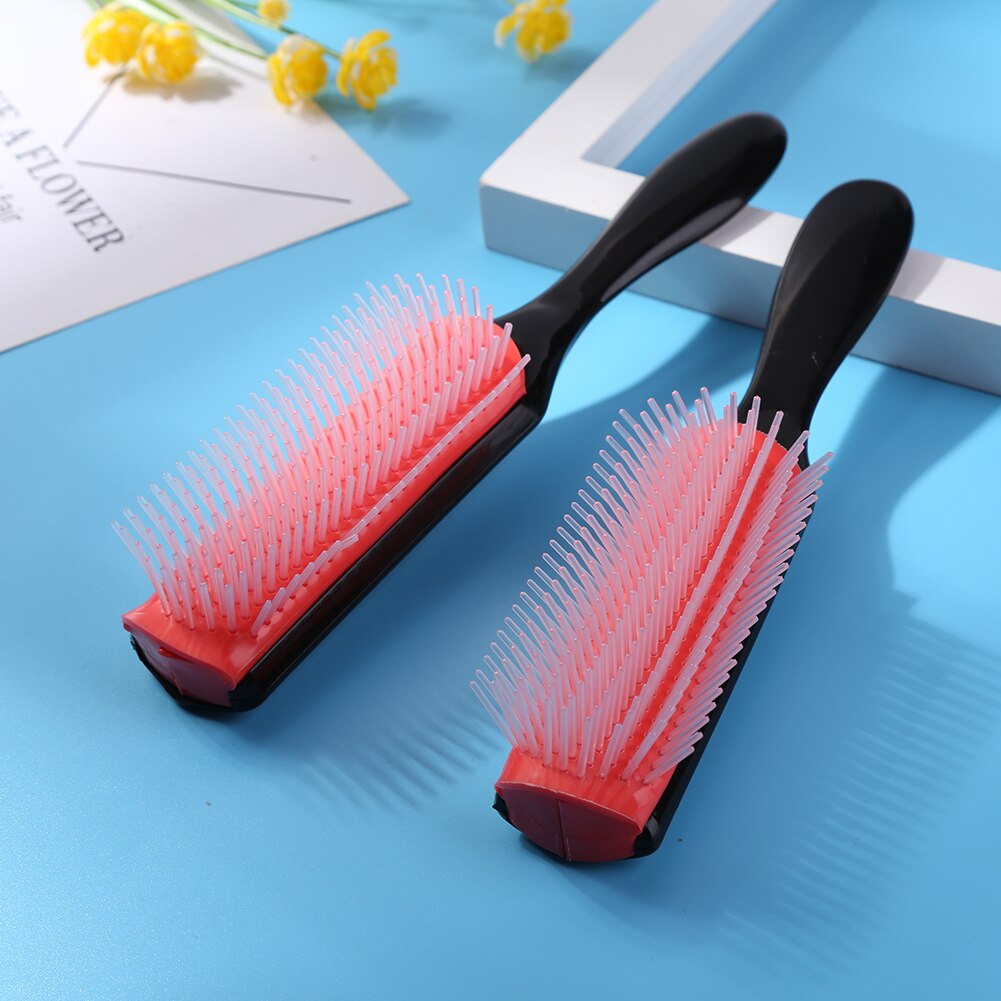 9-Row Detangling Hair Brush Rat Tail Hair Comb Styling Hairbrush Straight Curly Wet Hair Scalp Massage Brush for Women