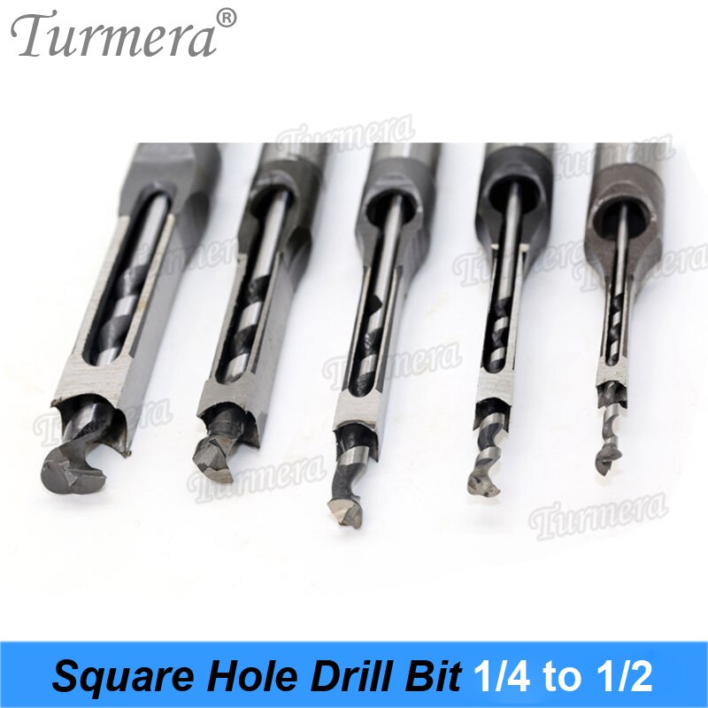 Turmera 1/4 to 1/2 Square Hole Drill Bit 45 Steel Mortising Drilling Woodworking Tools for Drill Square Opening Screwdriver 7PCS