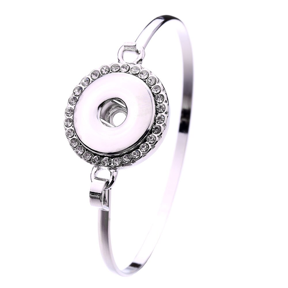 Snap Button Bracelet Cuff Bangle 20mm 18mm Metal Silver plated Snap Bracelet Fit Snaps Buttons Interchangeable Jewelry: 16