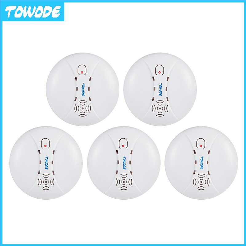 TOWODE Wireless Tuya Smart WIFI Smoke Fire Detector 80db Fire Protection Firefighter Sensors Store House Security Alarm System: 433Mhz sensor x5