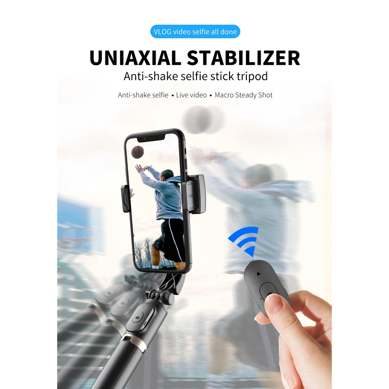 Kabelloser bluetooth-selfie-stick mit multifunktionalem stabilisator, anti-wackel-funktion und faltbarer handyhalterung für ios und android