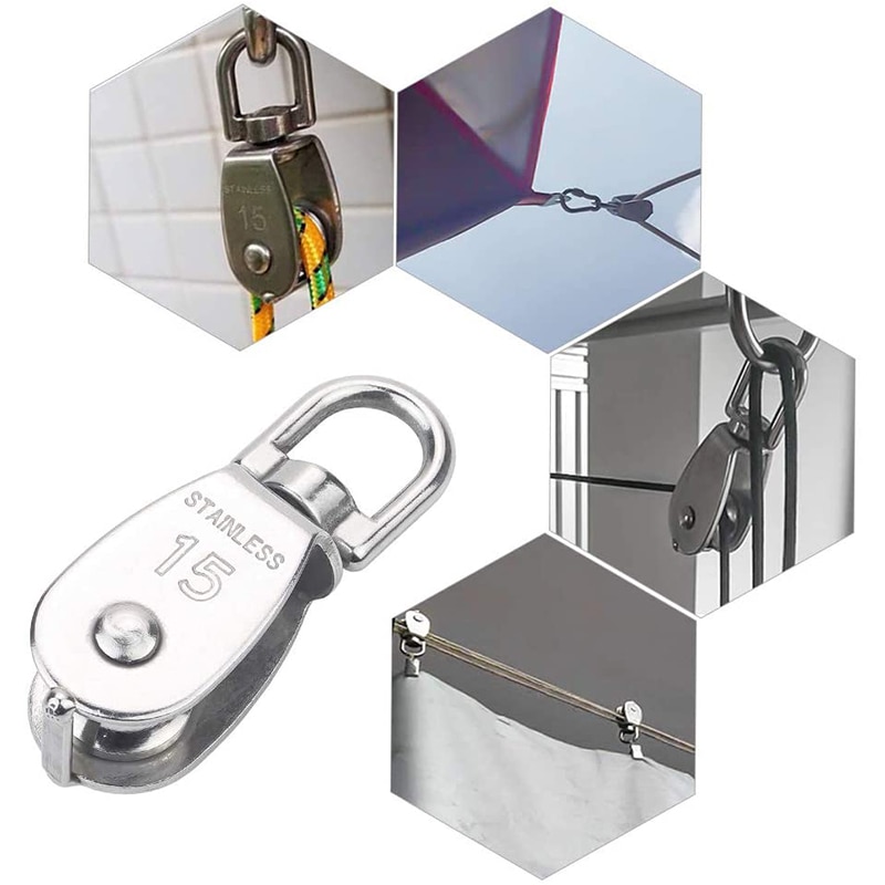 6 stuks  m15 enkele katrolblokken hangende draad sleepwiel draaibare hijsdraad kabel katrol rol