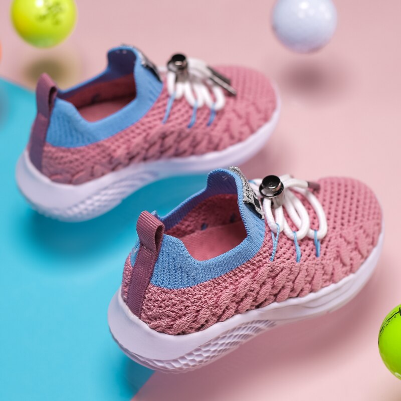 Gutt jenter lette og varme joggesko barn mesh metallknapp løping sport joggesko chaussure lumineuse pour garcon