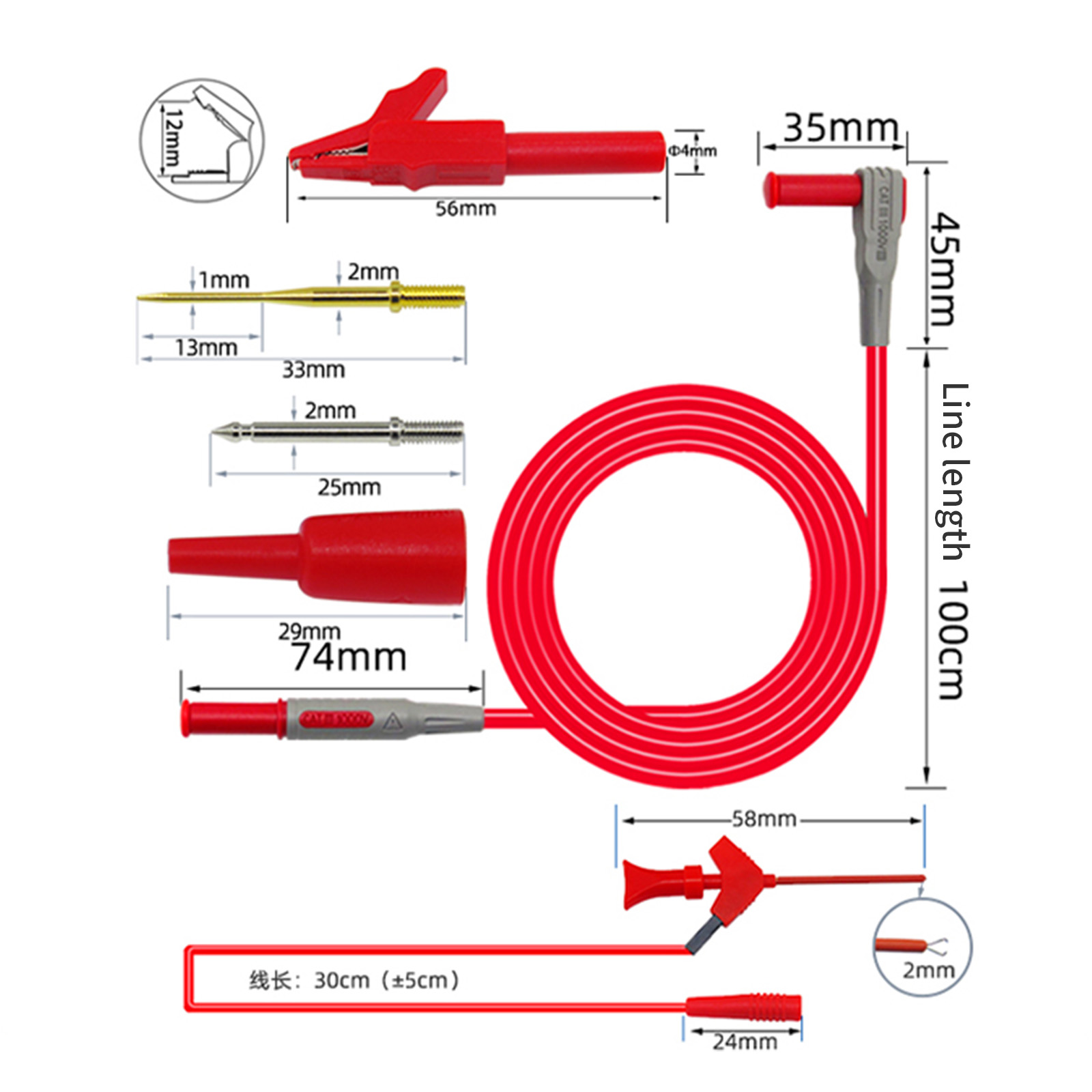 Cleqee  p1300 serie multimeter testledninger sæt 4mm bananstik kabler krokodille test krog clip probes spade stik bilværktøj