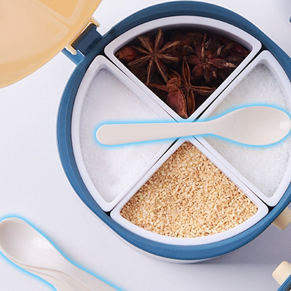 Seasoning Can Multi-functional Durable Condiment Holder Seasoning Bottle Spice Box For Kitchen Four-compartment Household