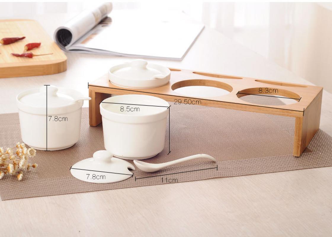 3PCs/Set 220ml Ceramic White Condiment Jar Home Kitchen Condiment Jar Simple Seasoning Household Salt Jar Kitchen Tools