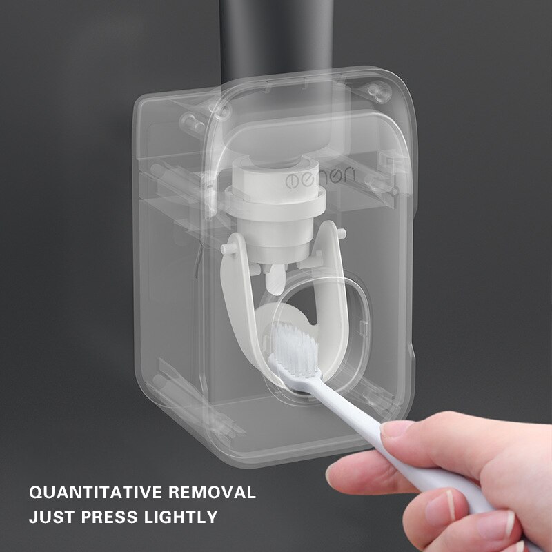 Automatic Toothpaste Dispenser Wall Mount Toothbrush Rack Toothbrush Holder Dust-proof Toothpaste Squeezer Bathroom Accessories