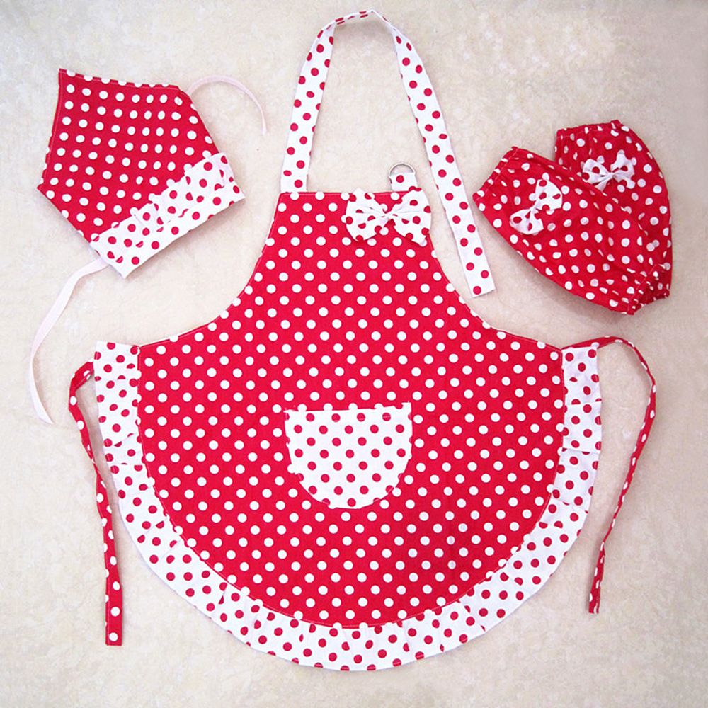 Tablier de cuisine Kawaii pour enfants, 2 couches de tissu à volants, motifs à pois, accessoires de cuisine