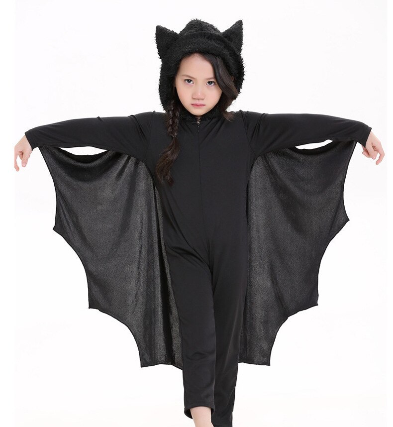 Neutrale Kinderen Broek Vleermuis Jurk Modellering Jurk Halloween Stage Prestaties Dienen Catamite Exit Uniform Verleiding: 7T