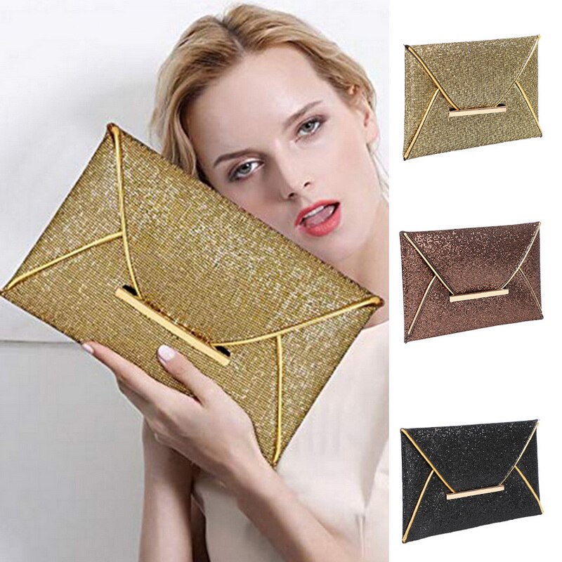 Women Evening Bag Pouch Sequins Envelope Handbag Sparkling Party Bag Solid Wedding Day Clutches Gold Purses