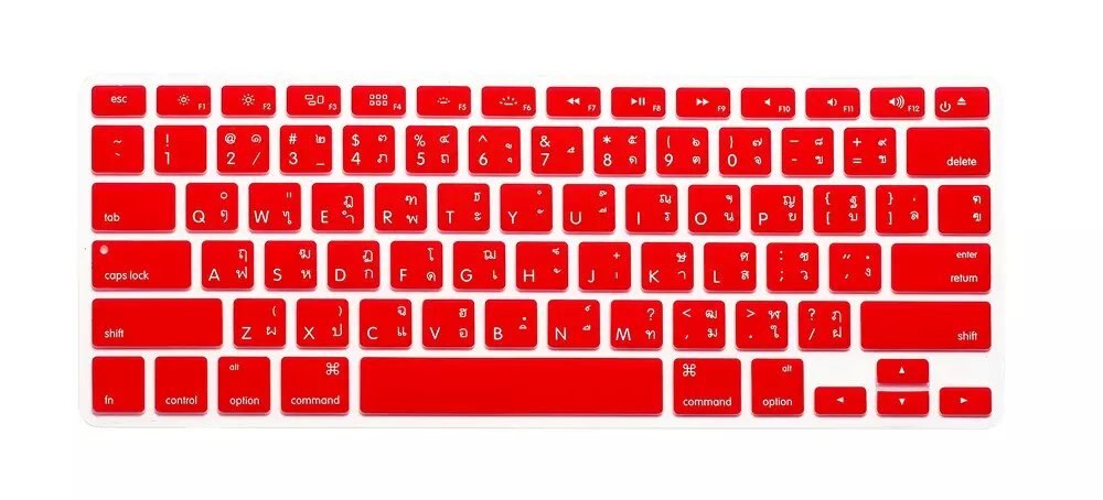 Thai us keyboard cover skin til macbook air 13 15 pro retina 13.3 15.4 thailand keyboard protector til apple mac book keyboard: Rød