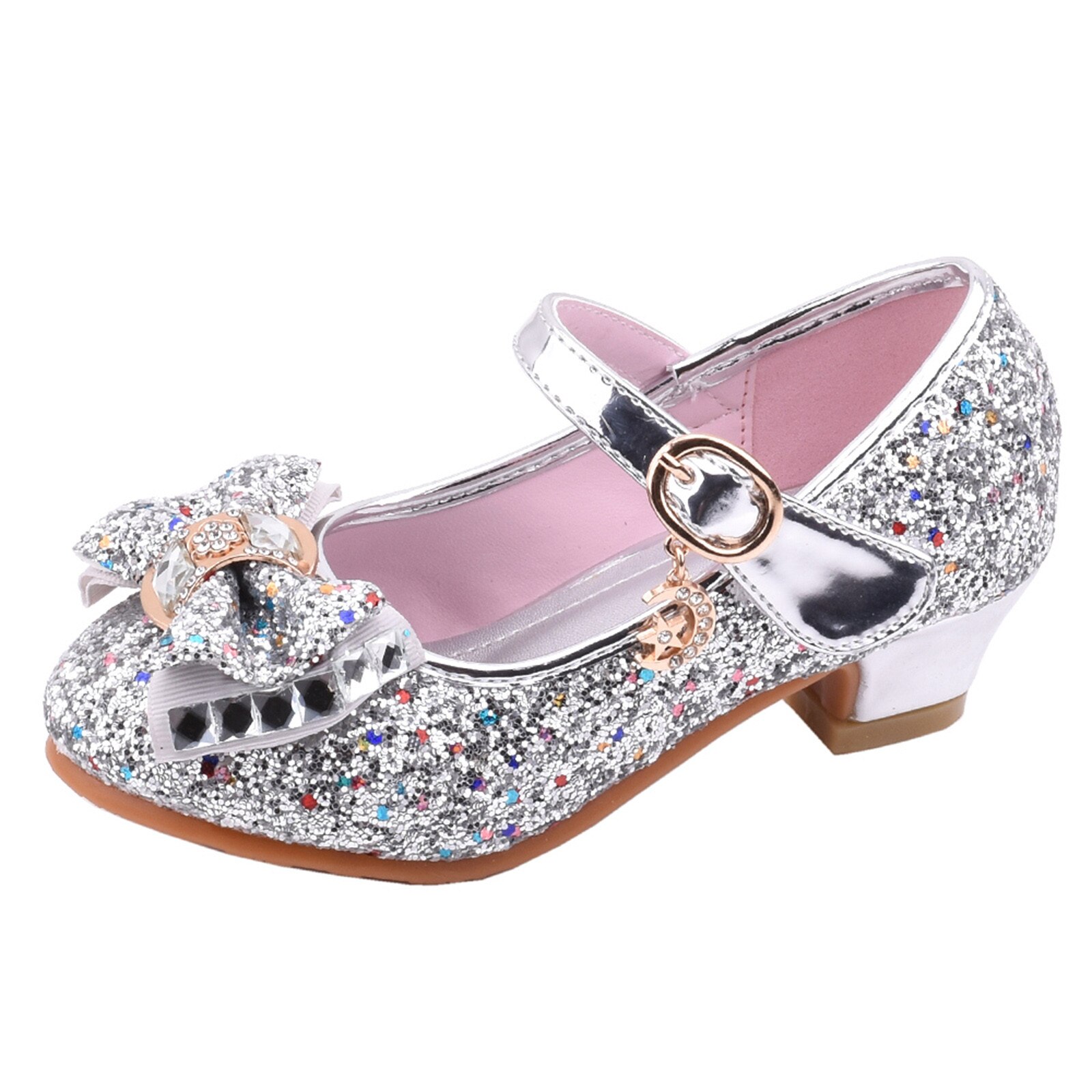 Baby Kids Meisjes Schoenen Parel Crystal Shining Strik Kinderen Prinses Schoenen Student Party Dans Schoen Voor Party Bruiloft Tonen Schoenen: Silver / 27