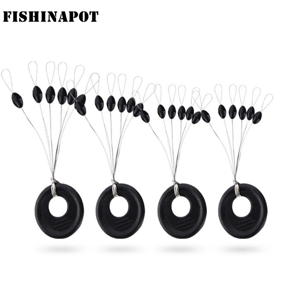 Juego de 60 uds. De tapones de goma negros de tamaño 6 en 1, flotador corcho de pesca para pescar, tope ovalado, accesorios de sedal conector Space bean 10 Group