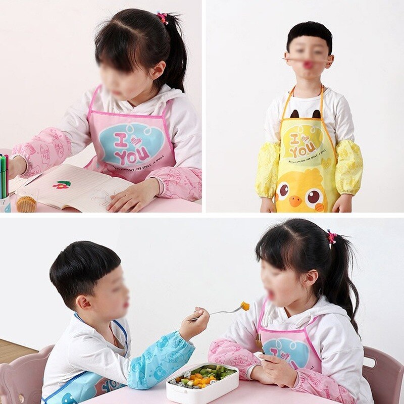 Kid Cartoon Waterproof Painting Apron Children Sleeveless Coverall Painting Clothes Small Bib Bib Suit
