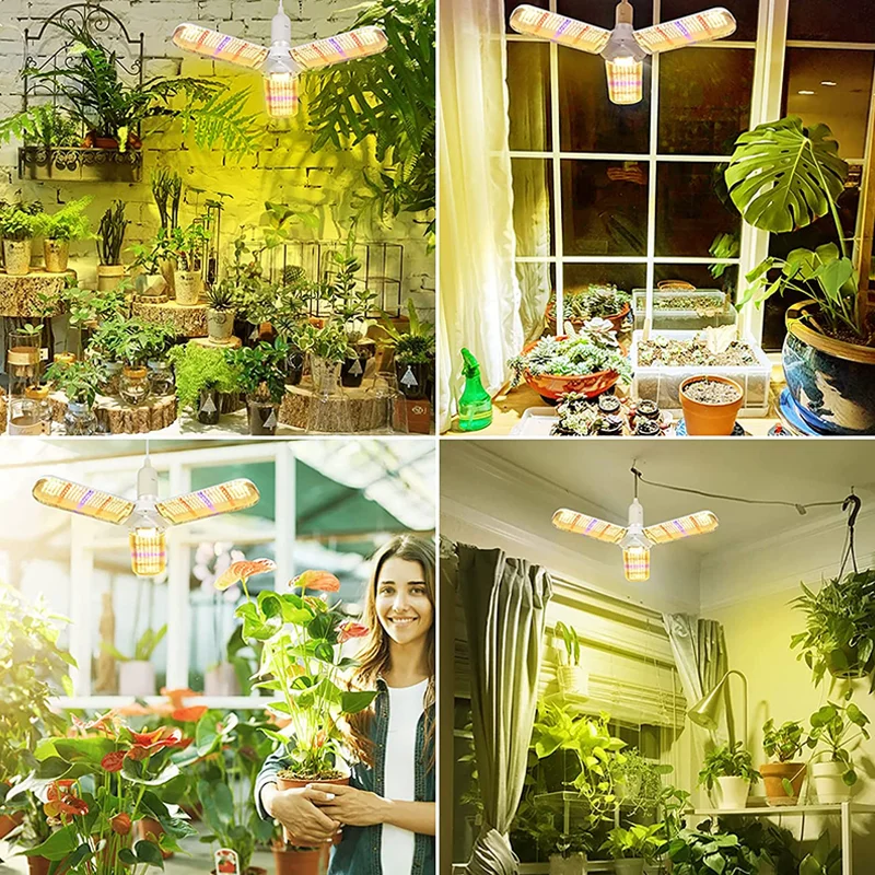 Bombilla SMD2835 de espectro completo, luz de cultivo E27, lámpara Phyto plegable para plantas de interior, lámpara de cultivo de floración, jardín