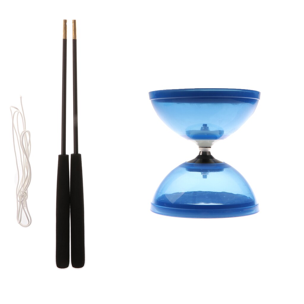 Diabolos kinesisk yoyo 1- kuglelejer diabolo sæt med aluminium pinde og snor: Blå