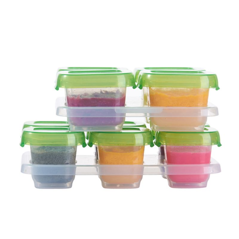 6 boîtes en plastique pour aliments de bébé, Mini Pots de congélation de sevrage, boîtes de rangement au congélateur