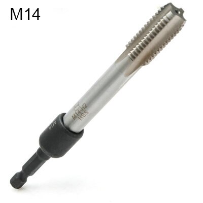 M4-M16 Tap Die Socket Adapter 1/4'' Hex Shank Square Driver Thread Tap Adapter Screw Tapping Chuck for Machine Tap Power Drill: with Tap M14