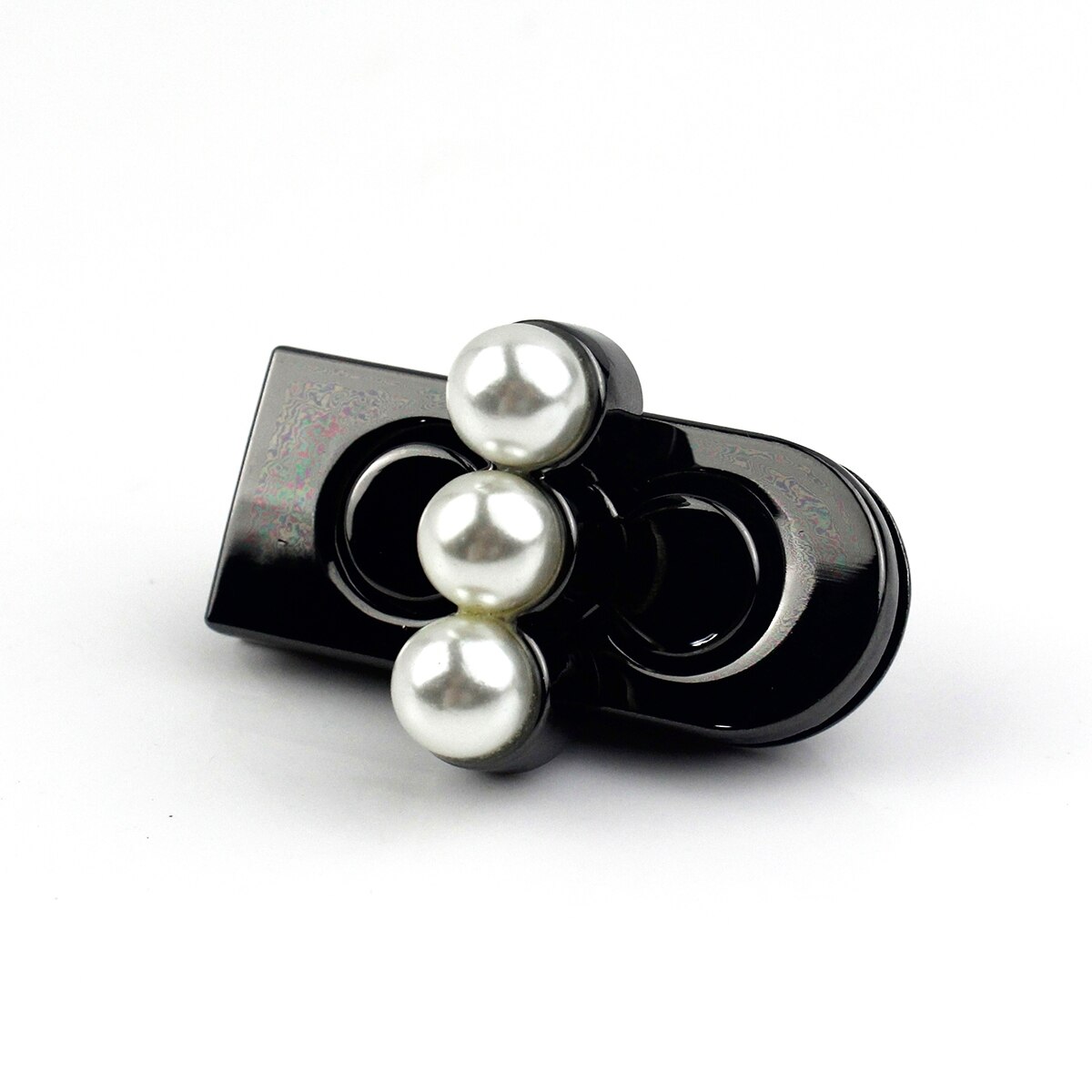 1pcs Metal Pearl Turn Lock Push Lock Clasp Bag Laggage Purse Leather Craft Closure DIY Hardware Accessories: Gun Black