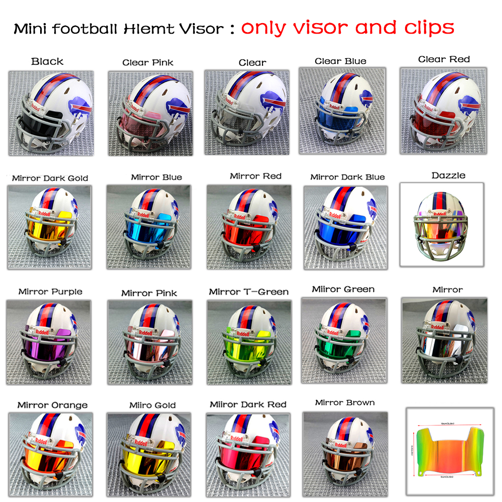 Mini Fotbollshjälm Visir Krom Spegel Ögonskydd med Skruvklämmor Universell Passform Minihjälm
