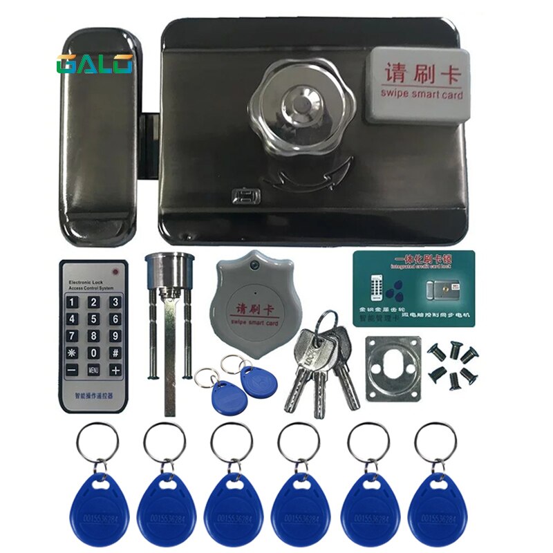 Electric Door &amp; Gate Lock Castle Access Control Electronic Integrated RFID Door Rim Lock Remote Control Optional