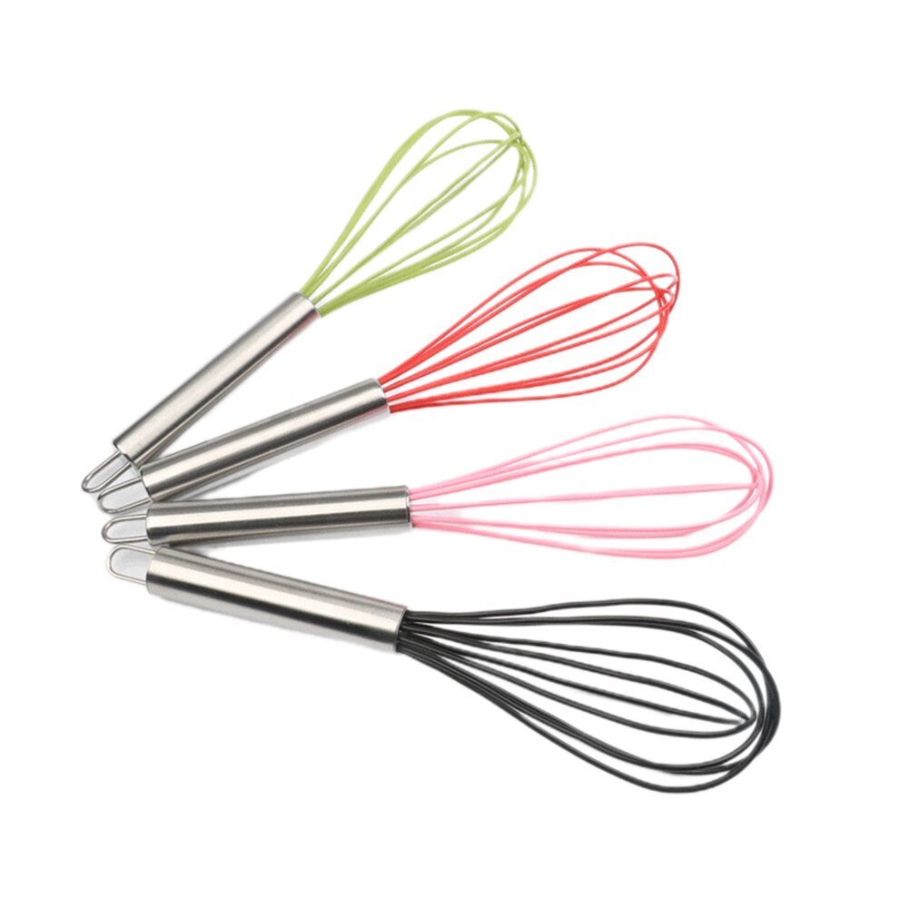 Batidor de silicona, utensilios de cocina batidor de huevos con mango de acero inoxidable para mezclar, batir y agitar Manual