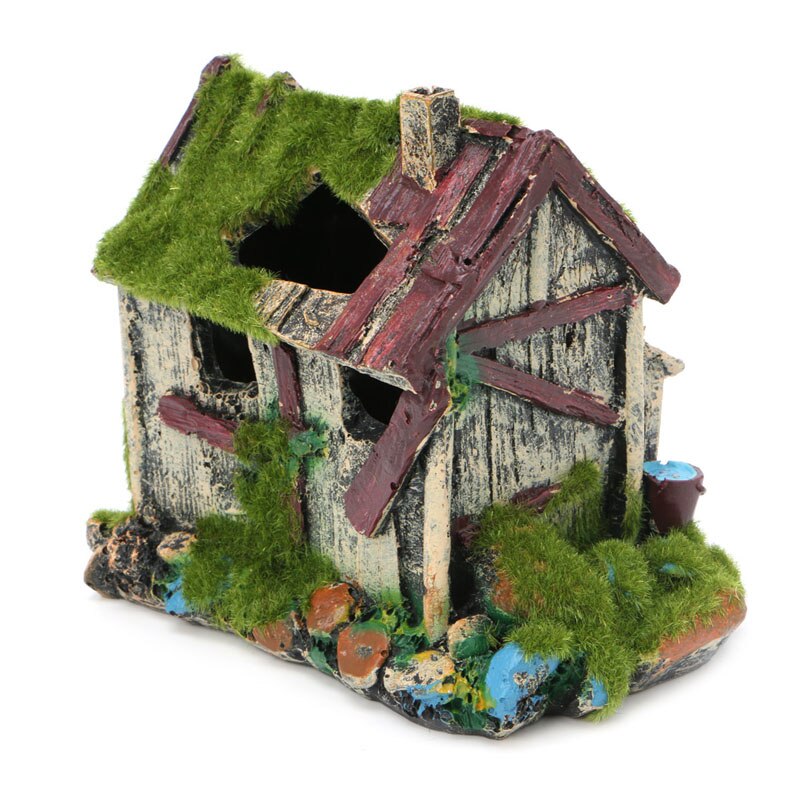 Aquarium landschapsdecoratie hars huis grot aquarium ornament met mos