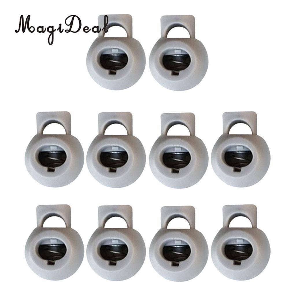 Magideal 10 stuks kunststof schokkoord touwknevel eindvergrendeling stoppers kogelgespen voor klimmen en speleologie vervangende accessoires: Grijs