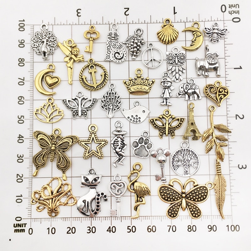 Vintage Mixed 20/40pcs Metal Animal Birds Charms Beads Handmade DIY Bracelet Pendant Neacklace Clips Jewelry Making Findings