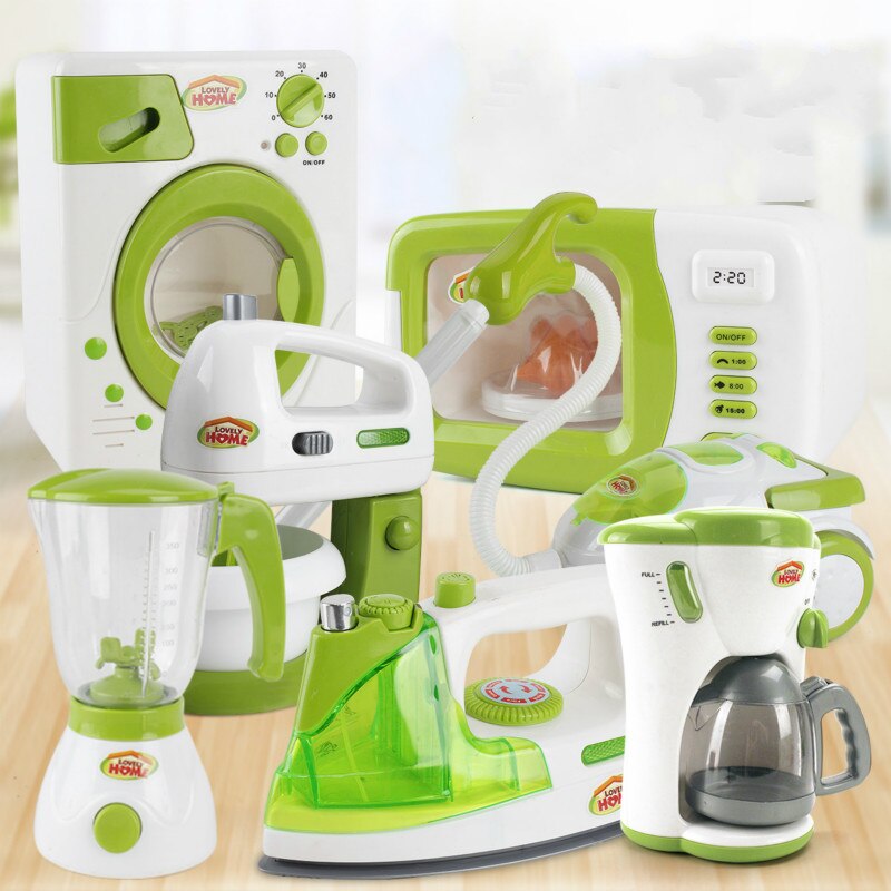 Mini reinigung spielzeug set simulation kleine haushalts geräte serie kleine waschmaschine entsafter eisen vakuum cleanerr