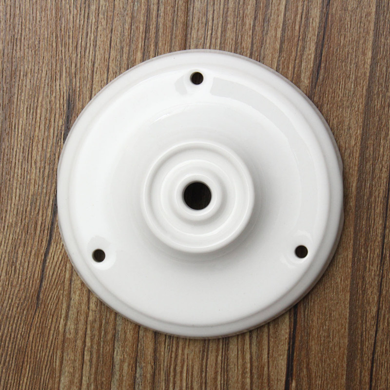Veggfeste 105mm keramisk lampefot retro vintage takkrok krokholder tallerken 100mm lysekrone pendellampe lampeholder: Hvit