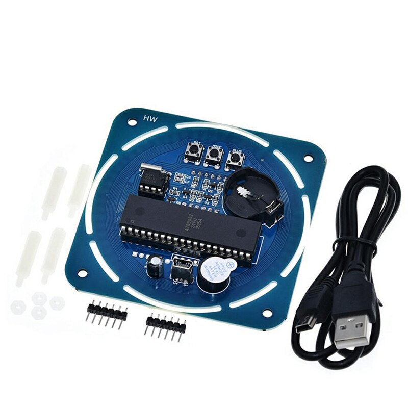 DS1302 Rotating Digital LED Display Module Alarm Electronic Digital Clock LED Temperature Display: Default Title