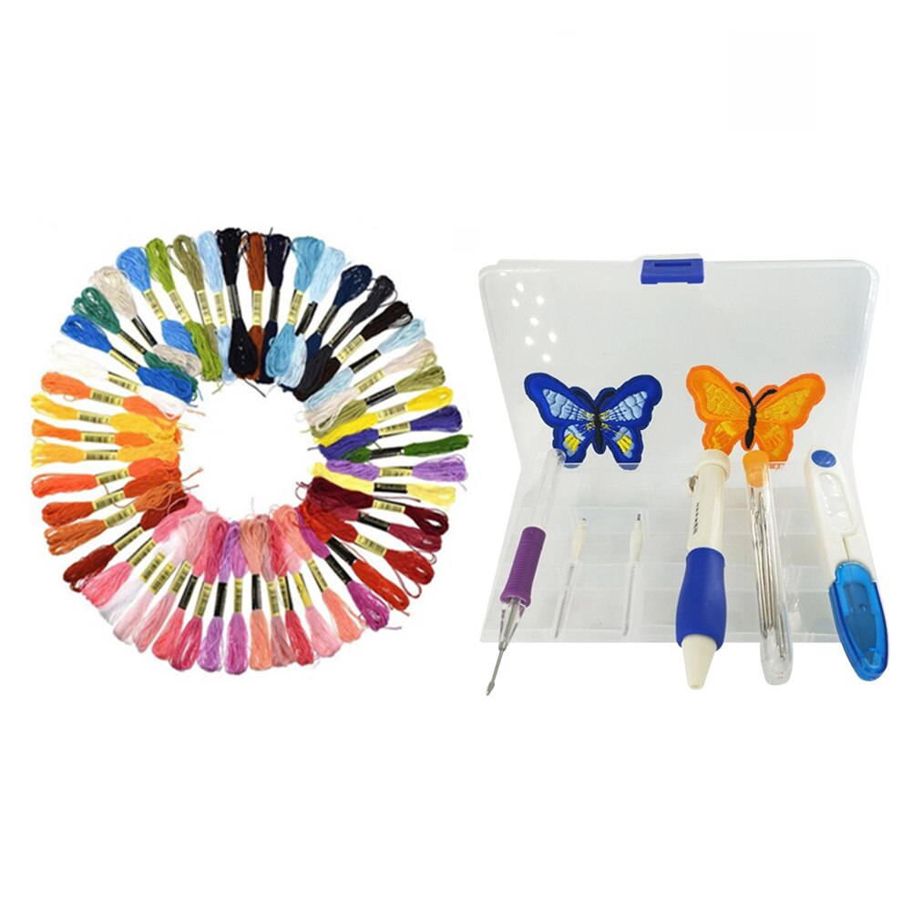 DIY Cross Stitch Circles Set Needle Threads Embroidery Sewing Crafts Tools Kit for Household Needlework Decoration: 50 Colors