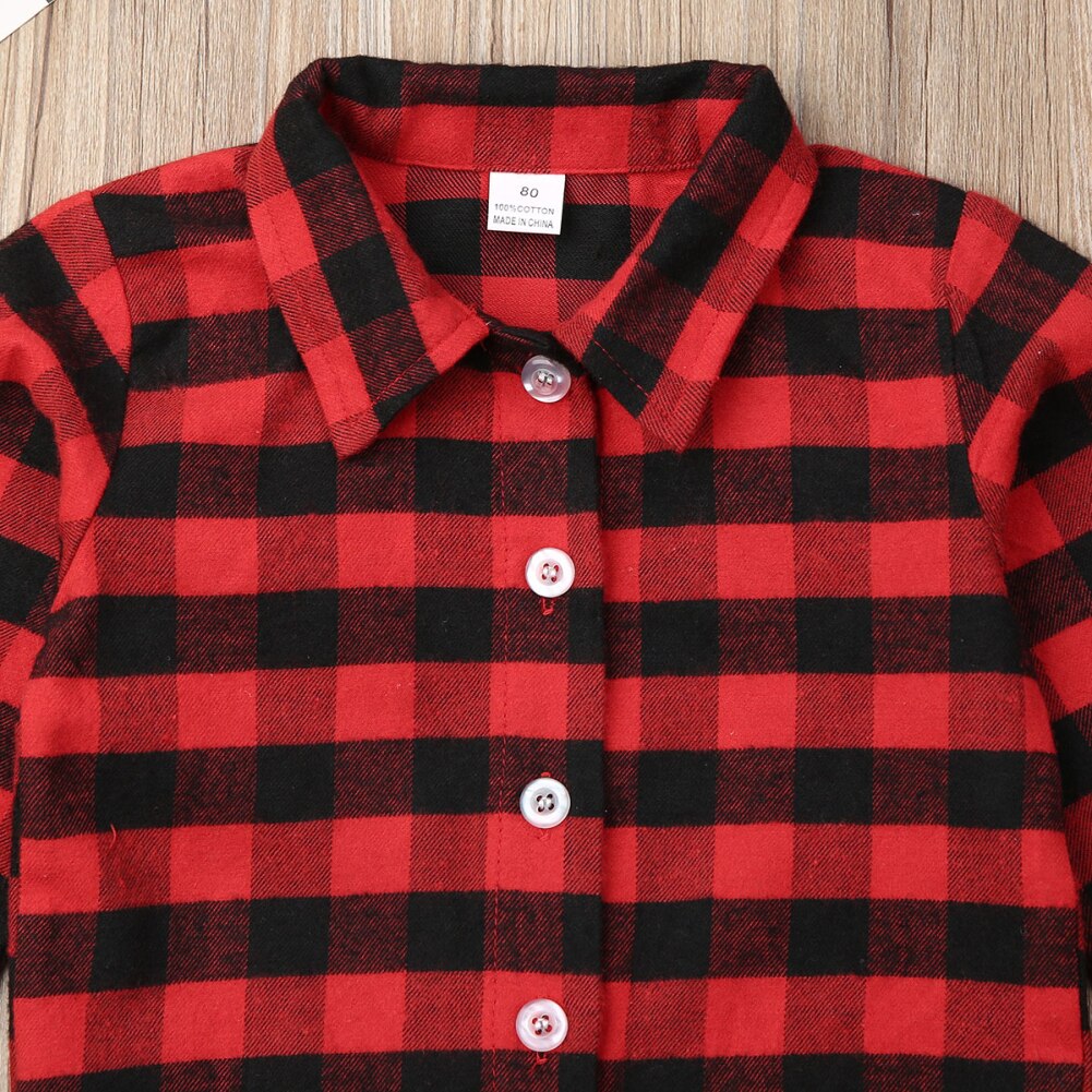 Spædbarn baby pige juletøj sæt plaid knude skjorter+læder nederdel shorts 2 stk baby pige efterårs outfits 0-24m