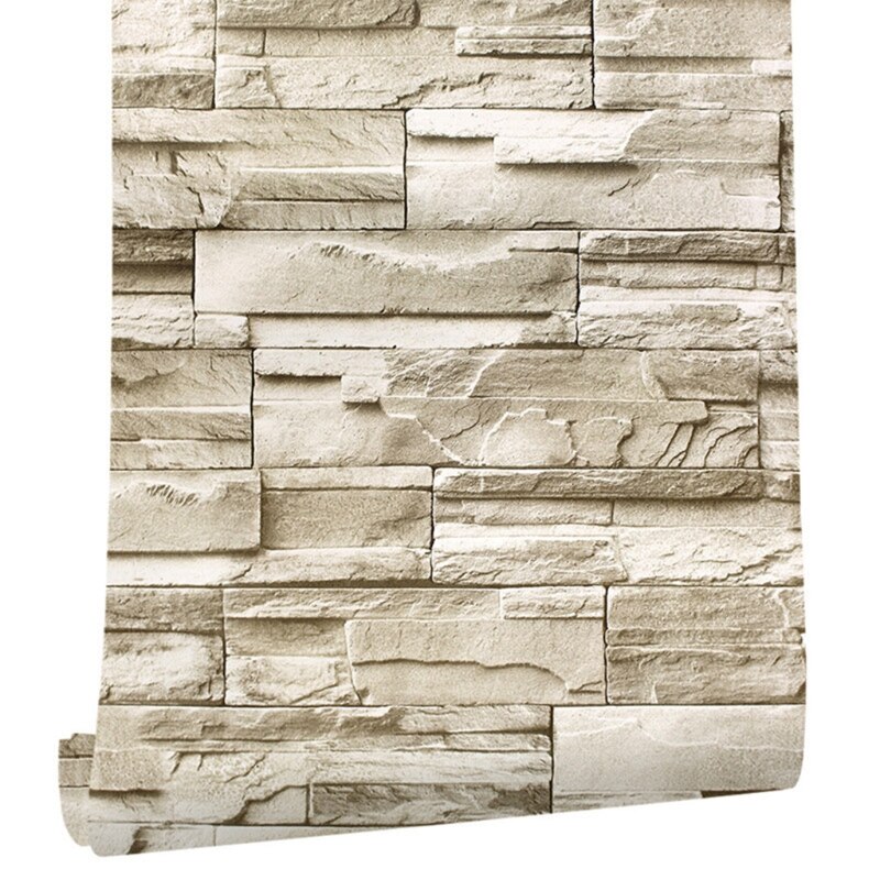 Rock Wallpaper-Stacked Stone Wallpaper-Faux Brick Wallpaper, Stone Self-Adhesive & Removable Wallpaper for Walls Backsplash