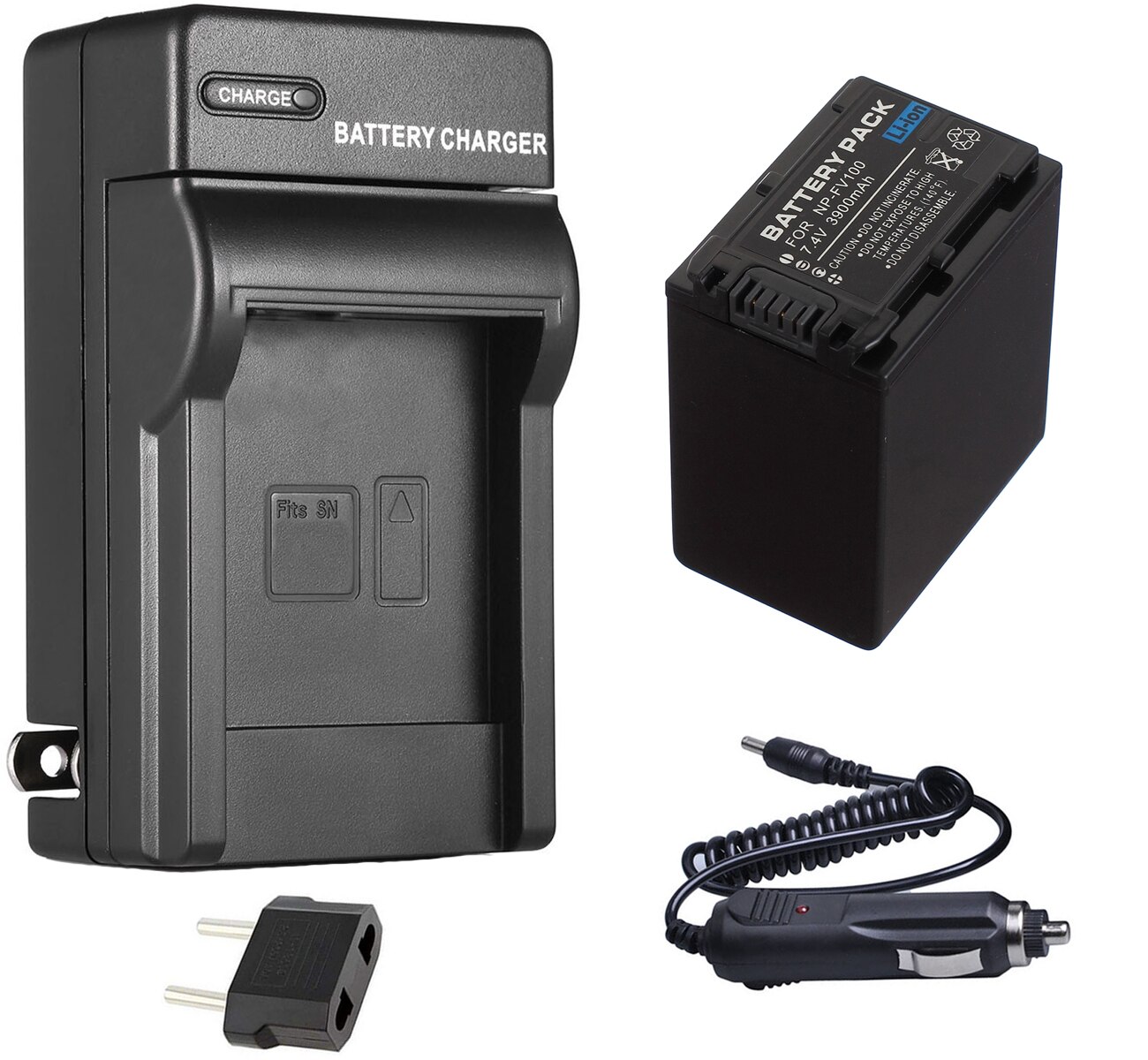 Pack batterie + chargeur pour Sony Handycam DCR-SX15E, DCR-SX20E, DCR-SX21E, DCR-SX22E, DCR-SX33E, DCR-SX34E, DCR-SX45E, DCR-SX65E,