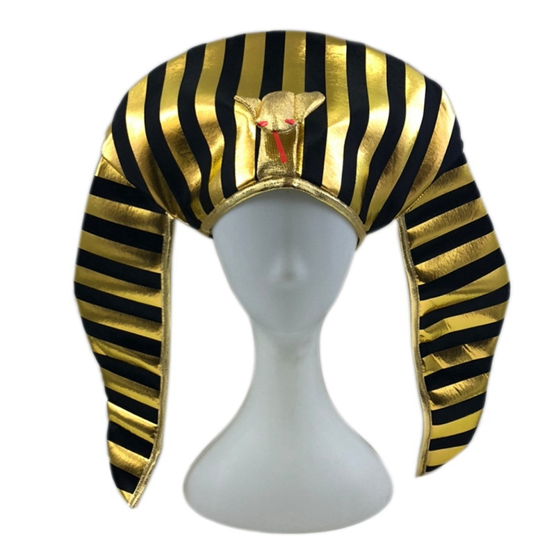 Disfraz de Faraón Egipcio, tocado de rey, sombrero de Faraón, chapado en oro, Rey Cobra, vestido de Halloween, suministros de temática
