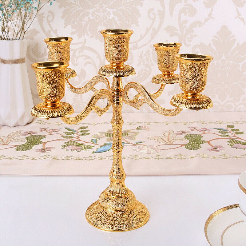 1 Uds Metal 3/5 brazos MESA DE BODA candelabro para velas en casa portavelas: Five heads