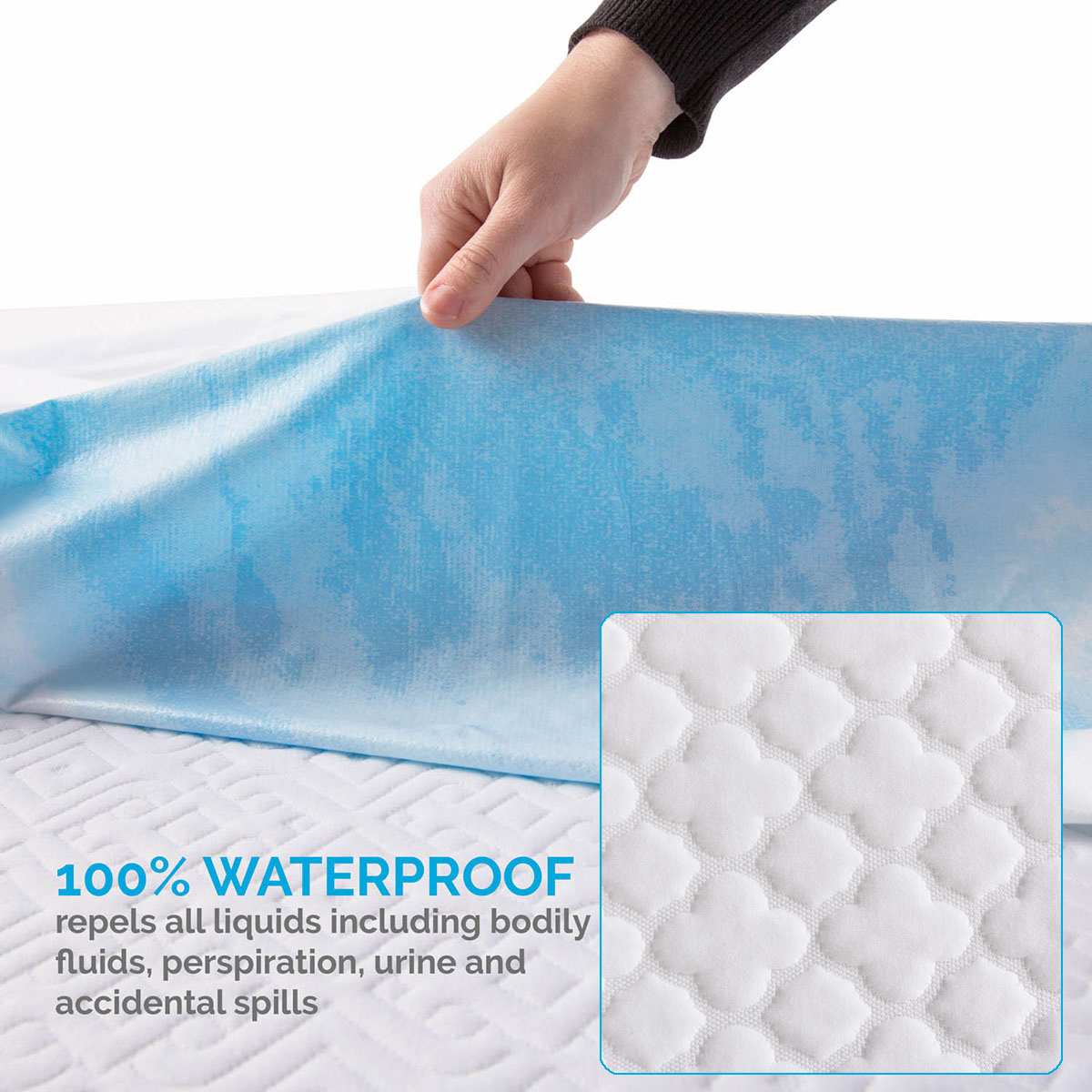 Jacquard Gewatteerde Waterdichte Matrasbeschermer Effen Kleur Reliëf Topper Pad Zachte Hoeslaken Cover Met Elastische Band
